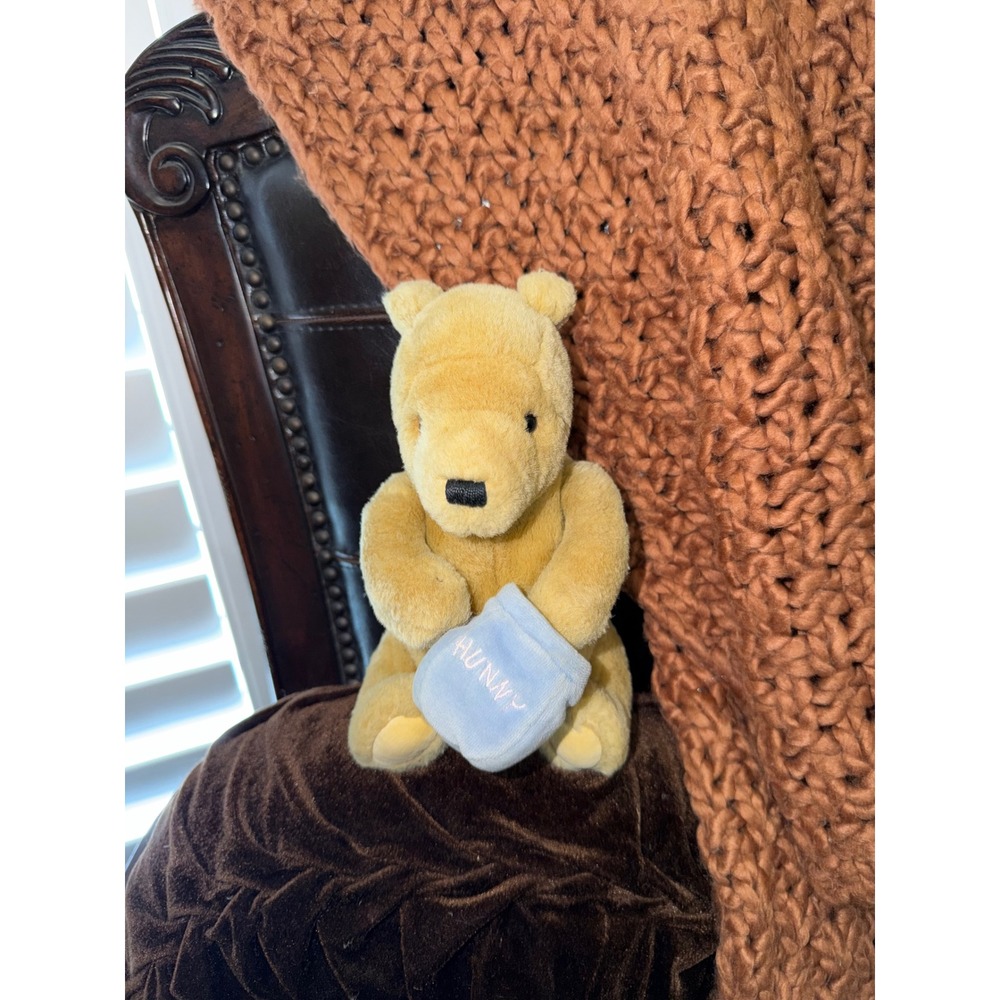 Disney Classic Winnie the Pooh Plush Bear with Hunny Pot 9 Inch Gold Yellow